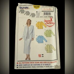 Burda Separates Sewing pattern 8239, burda plus size vest/ jacket oop